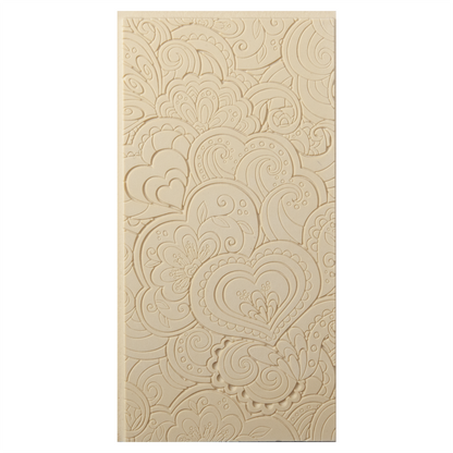 Texture Tile - Blooming Hearts Fineline. Beige Texture Tiles are flexible, washable and can be used with any soft clay. Spritz with CoolSlip or dust on Dry Powder Release for stick-free impressions when using metal clay and polymer clay.
