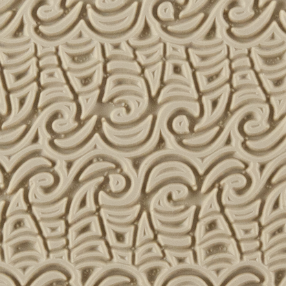 Texture Tile - Aborigine Web. Beige Texture Tiles are flexible, washable and can be used with any soft clay. Spritz with CoolSlip or dust on Dry Powder Release for stick-free impressions when using metal clay and polymer clay.