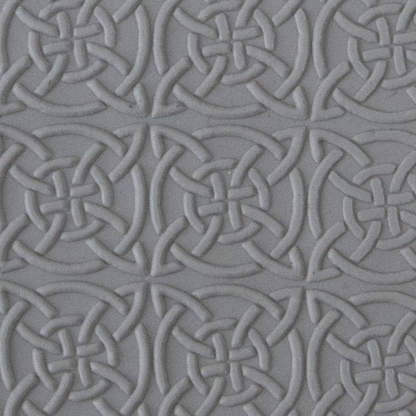 Texture Tile - Celtic Squares sample rolled into clay