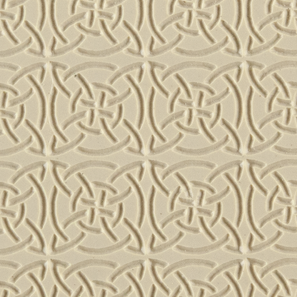 Texture Tile - Celtic Squares. Beige Texture Tiles are flexible, washable and can be used with any soft clay. Spritz with CoolSlip or dust on Dry Powder Release for stick-free impressions when using metal clay and polymer clay.