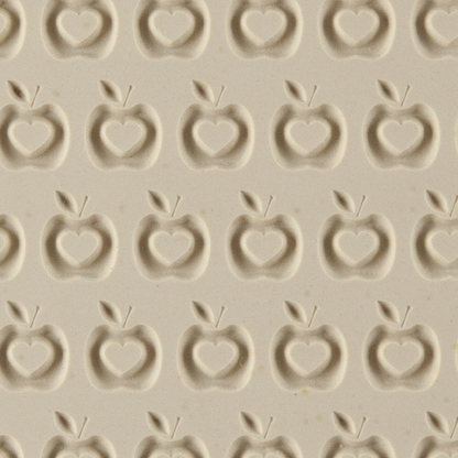 Texture Tile - The Heart is the Core Embossed. Beige Texture Tiles are flexible, washable and can be used with any soft clay. Spritz with CoolSlip or dust on Dry Powder Release for stick-free impressions when using metal clay and polymer clay.