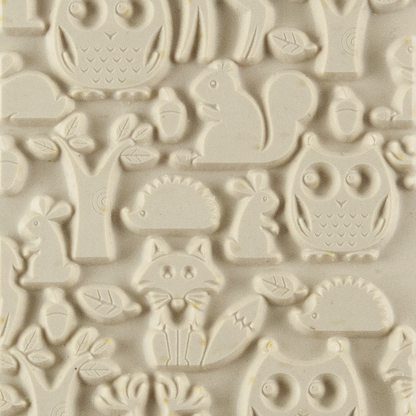 Texture Tile - Woodland Residents. Beige Texture Tiles are flexible, washable and can be used with any soft clay. Spritz with CoolSlip or dust on Dry Powder Release for stick-free impressions when using metal clay and polymer clay.