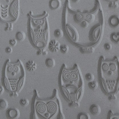 Texture Tile - Whose Hoo sample rolled into clay