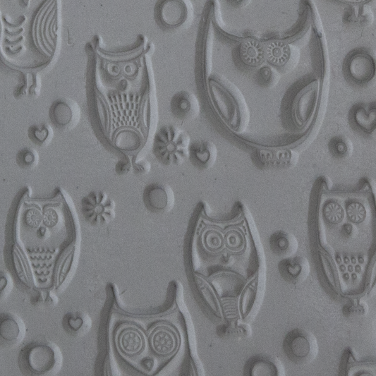 Texture Tile - Whose Hoo sample rolled into clay