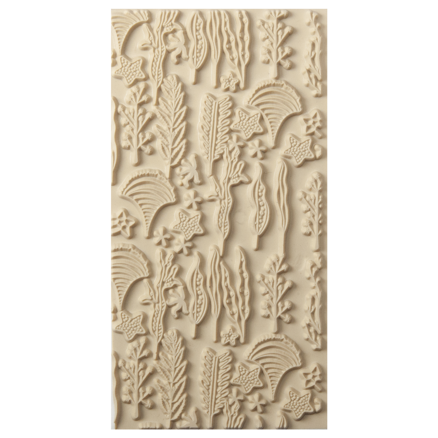Texture Tile - Seascape. Beige Texture Tiles are flexible, washable and can be used with any soft clay. Spritz with CoolSlip or dust on Dry Powder Release for stick-free impressions when using metal clay and polymer clay.