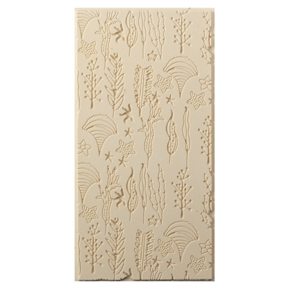 Texture Tile - Seascape Fineline. Beige Texture Tiles are flexible, washable and can be used with any soft clay. Spritz with CoolSlip or dust on Dry Powder Release for stick-free impressions when using metal clay and polymer clay.