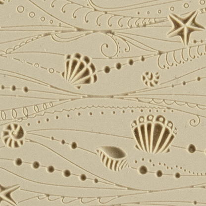 Texture Tile - Ocean Motion Fineline. Beige Texture Tiles are flexible, washable and can be used with any soft clay. Spritz with CoolSlip or dust on Dry Powder Release for stick-free impressions when using metal clay and polymer clay.