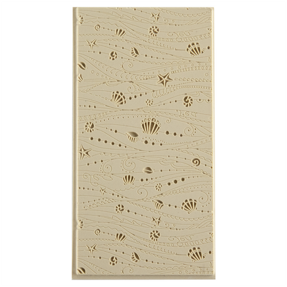 Texture Tile - Ocean Motion Fineline. Beige Texture Tiles are flexible, washable and can be used with any soft clay. Spritz with CoolSlip or dust on Dry Powder Release for stick-free impressions when using metal clay and polymer clay.