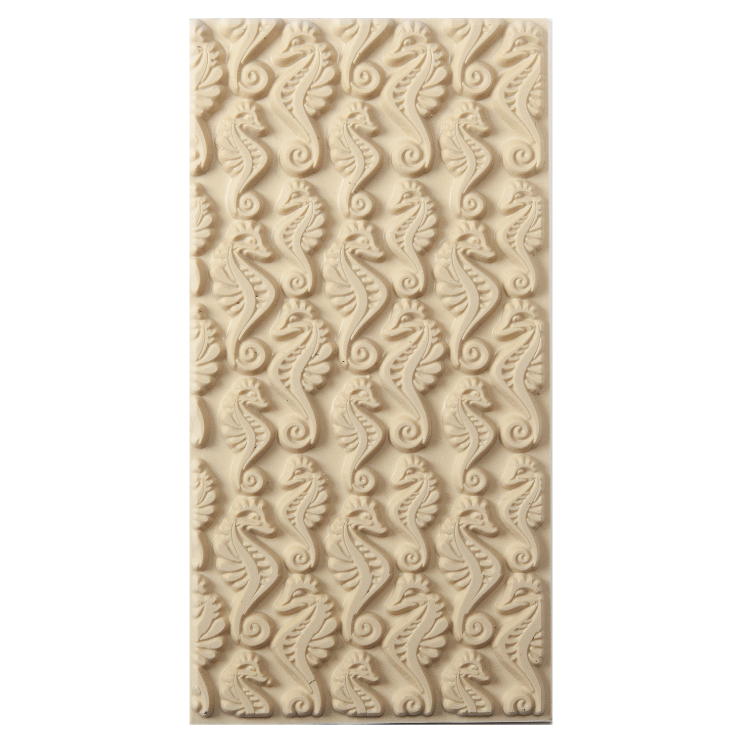 Texture Tile - Dragon of the Sea. Beige Texture Tiles are flexible, washable and can be used with any soft clay. Spritz with CoolSlip or dust on Dry Powder Release for stick-free impressions when using metal clay and polymer clay.