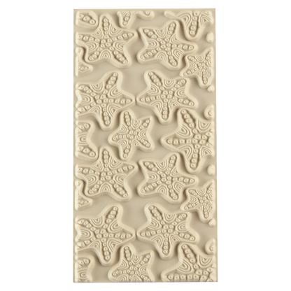 Texture Tile - Jeweled Starfish. Beige Texture Tiles are flexible, washable and can be used with any soft clay. Spritz with CoolSlip or dust on Dry Powder Release for stick-free impressions when using metal clay and polymer clay.