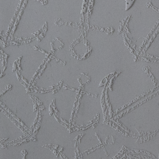 Texture Tile - Anchors Away Fineline sample rolled into clay