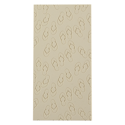 Texture Tile - The Flips and the Flops Embossed. Beige Texture Tiles are flexible, washable and can be used with any soft clay. Spritz with CoolSlip or dust on Dry Powder Release for stick-free impressions when using metal clay and polymer clay.
