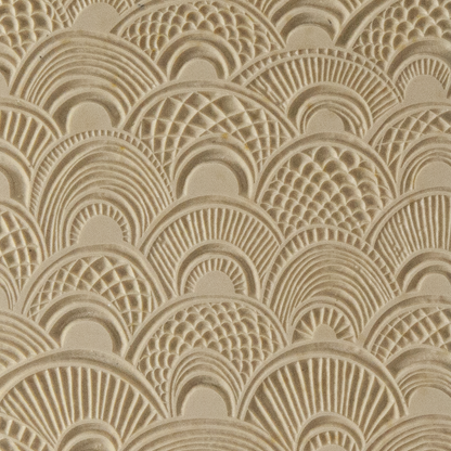 Texture Tile - Seashell Sunrise. Beige Texture Tiles are flexible, washable and can be used with any soft clay. Spritz with CoolSlip or dust on Dry Powder Release for stick-free impressions when using metal clay and polymer clay.