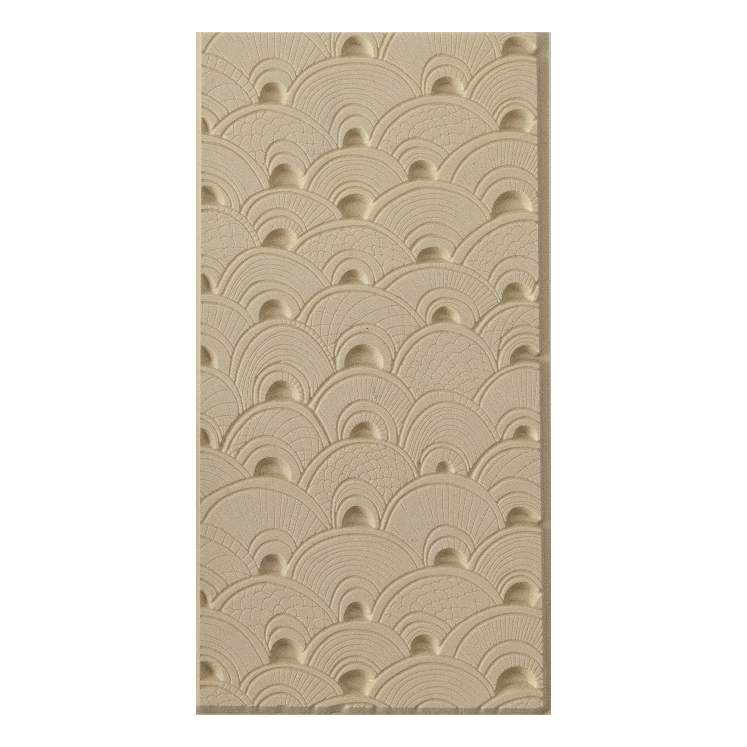 Texture Tile - Seashell Sunrise Embossed. Beige Texture Tiles are flexible, washable and can be used with any soft clay. Spritz with CoolSlip or dust on Dry Powder Release for stick-free impressions when using metal clay and polymer clay.
