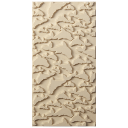Texture Tile - Flying Dolphins. Beige Texture Tiles are flexible, washable and can be used with any soft clay. Spritz with CoolSlip or dust on Dry Powder Release for stick-free impressions when using metal clay and polymer clay.