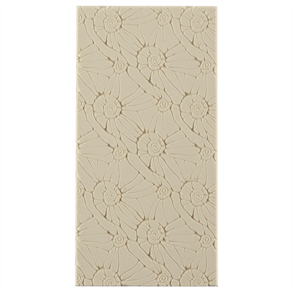 Texture Tile - Snail Parade Embossed. Beige Texture Tiles are flexible, washable and can be used with any soft clay. Spritz with CoolSlip or dust on Dry Powder Release for stick-free impressions when using metal clay and polymer clay.