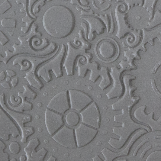 Texture Tile - Steampunk Swirl sample rolled into clay
