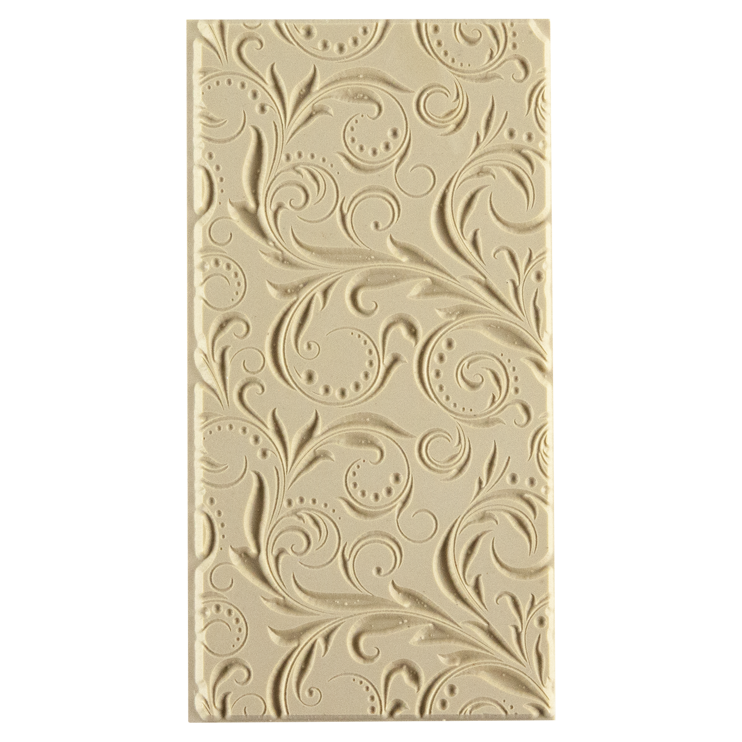 Texture Tile - Leaves and Dots Embossed. Beige Texture Tiles are flexible, washable and can be used with any soft clay. Spritz with CoolSlip or dust on Dry Powder Release for stick-free impressions when using metal clay and polymer clay.
