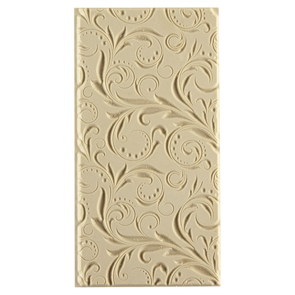 Texture Tile - Leaves and Dots Embossed. Beige Texture Tiles are flexible, washable and can be used with any soft clay. Spritz with CoolSlip or dust on Dry Powder Release for stick-free impressions when using metal clay and polymer clay.