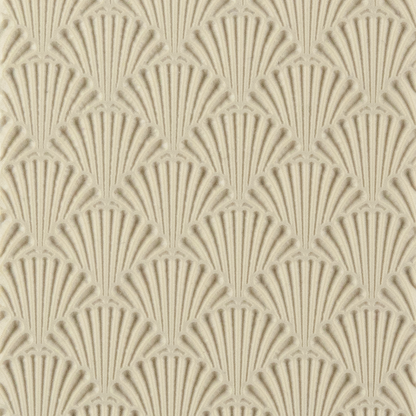 Texture Tile - Classic Scallop. Beige Texture Tiles are flexible, washable and can be used with any soft clay. Spritz with CoolSlip or dust on Dry Powder Release for stick-free impressions when using metal clay and polymer clay.