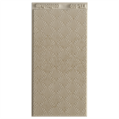Texture Tile - Classic Scallop. Beige Texture Tiles are flexible, washable and can be used with any soft clay. Spritz with CoolSlip or dust on Dry Powder Release for stick-free impressions when using metal clay and polymer clay.