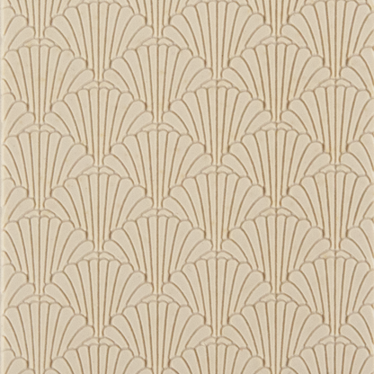Texture Tile - Classic Scallop Fineline. Beige Texture Tiles are flexible, washable and can be used with any soft clay. Spritz with CoolSlip or dust on Dry Powder Release for stick-free impressions when using metal clay and polymer clay.