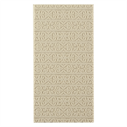 Texture Tile - Kazakh Horizontal. Beige Texture Tiles are flexible, washable and can be used with any soft clay. Spritz with CoolSlip or dust on Dry Powder Release for stick-free impressions when using metal clay and polymer clay.