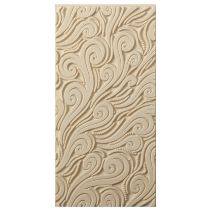 Texture Tile - Whimsical Wind. Beige Texture Tiles are flexible, washable and can be used with any soft clay. Spritz with CoolSlip or dust on Dry Powder Release for stick-free impressions when using metal clay and polymer clay.