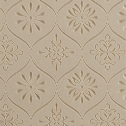 Texture Tile - Woven Daisies Embossed. Beige Texture Tiles are flexible, washable and can be used with any soft clay. Spritz with CoolSlip or dust on Dry Powder Release for stick-free impressions when using metal clay and polymer clay.