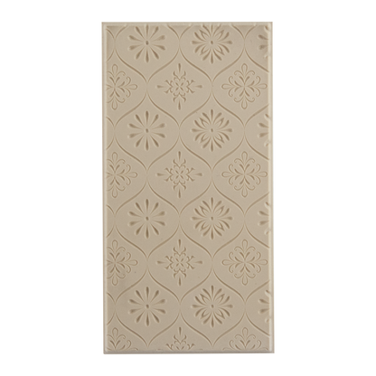 Texture Tile - Woven Daisies Embossed. Beige Texture Tiles are flexible, washable and can be used with any soft clay. Spritz with CoolSlip or dust on Dry Powder Release for stick-free impressions when using metal clay and polymer clay.