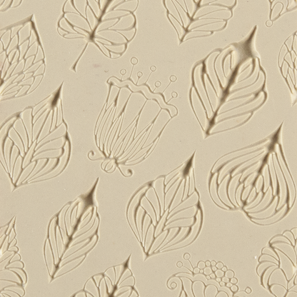 Texture Tile - Flower Shower. Beige Texture Tiles are flexible, washable and can be used with any soft clay. Spritz with CoolSlip or dust on Dry Powder Release for stick-free impressions when using metal clay and polymer clay.