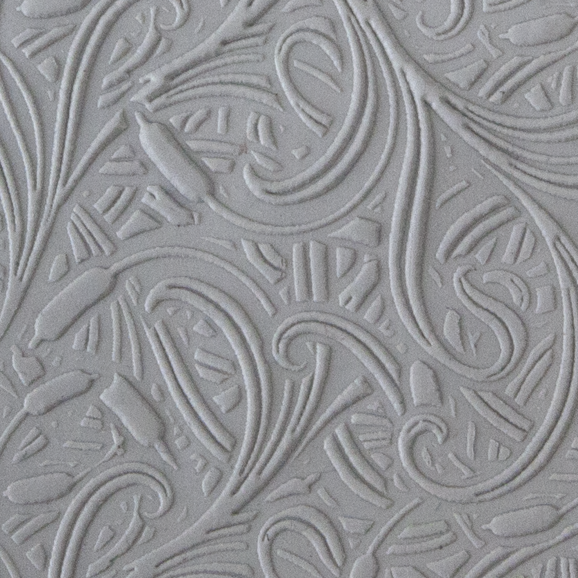 Texture Tile - Cattails sample rolled into clay