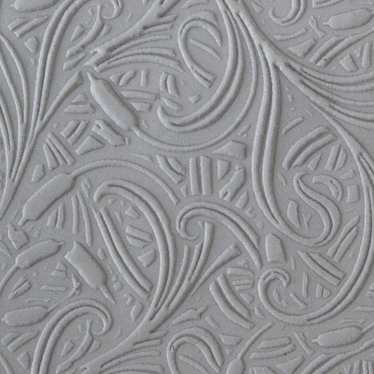 Texture Tile - Cattails sample rolled into clay