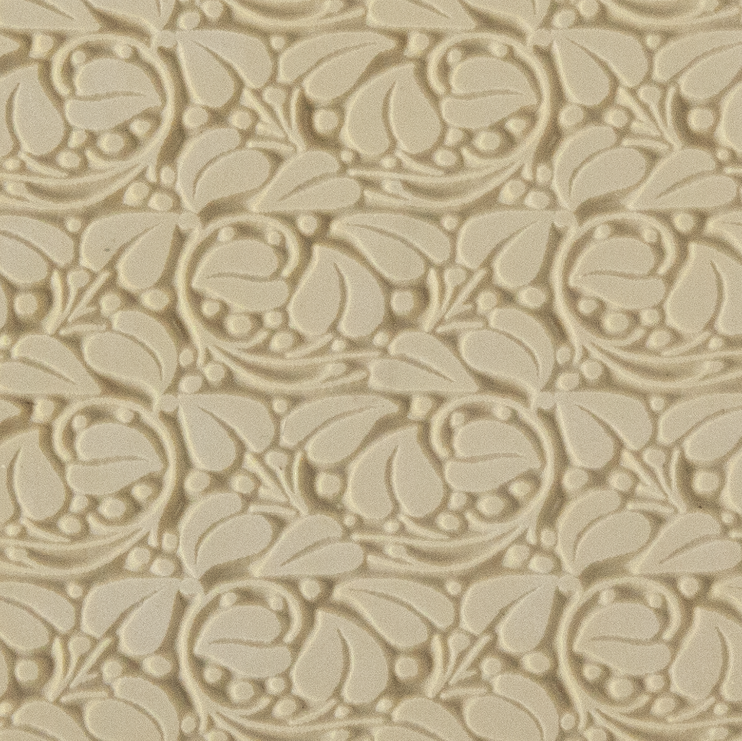 Texture Tile - Ivy. Beige Texture Tiles are flexible, washable and can be used with any soft clay. Spritz with CoolSlip or dust on Dry Powder Release for stick-free impressions when using metal clay and polymer clay.