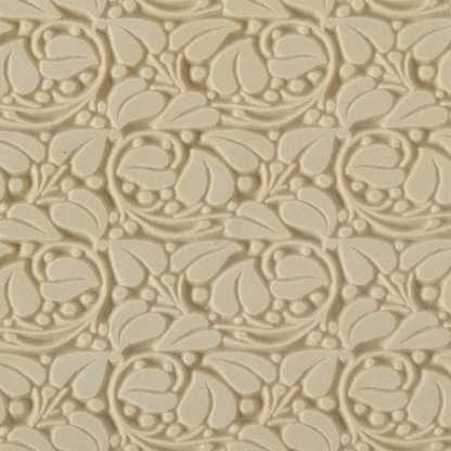 Texture Tile - Ivy. Beige Texture Tiles are flexible, washable and can be used with any soft clay. Spritz with CoolSlip or dust on Dry Powder Release for stick-free impressions when using metal clay and polymer clay.