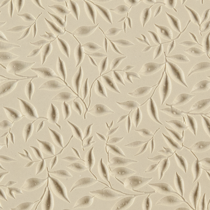 Texture Tile - Simple Leaves Embossed. Beige Texture Tiles are flexible, washable and can be used with any soft clay. Spritz with CoolSlip or dust on Dry Powder Release for stick-free impressions when using metal clay and polymer clay.
