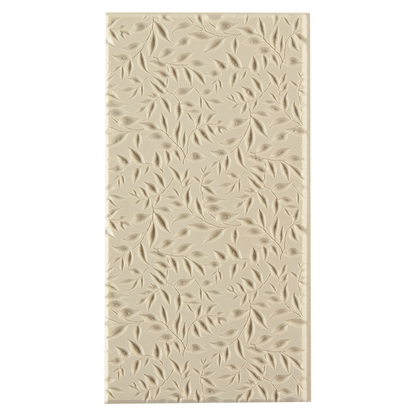 Texture Tile - Simple Leaves Embossed. Beige Texture Tiles are flexible, washable and can be used with any soft clay. Spritz with CoolSlip or dust on Dry Powder Release for stick-free impressions when using metal clay and polymer clay.