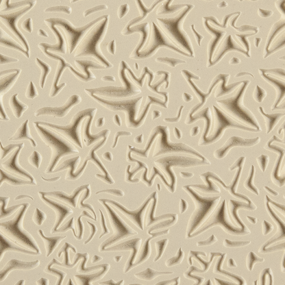 Texture Tile - Woodcut Leaves Embossed. Beige Texture Tiles are flexible, washable and can be used with any soft clay. Spritz with CoolSlip or dust on Dry Powder Release for stick-free impressions when using metal clay and polymer clay.