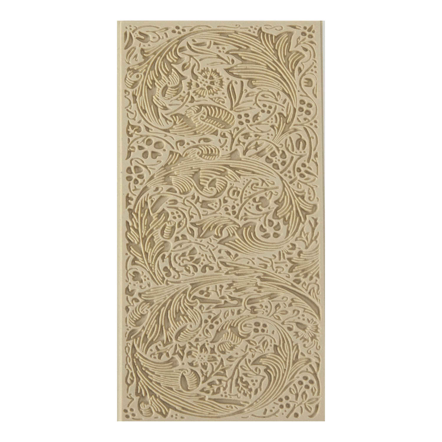 Texture Tile - Acanthas. Beige Texture Tiles are flexible, washable and can be used with any soft clay. Spritz with CoolSlip or dust on Dry Powder Release for stick-free impressions when using metal clay and polymer clay.