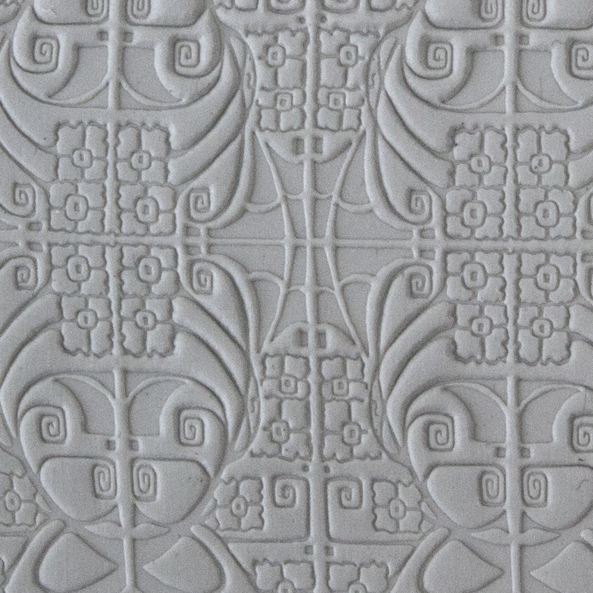 Texture Tile - Deco Daffodils sample rolled into clay