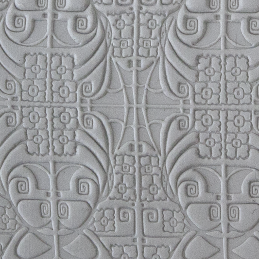 Texture Tile - Deco Daffodils sample rolled into clay