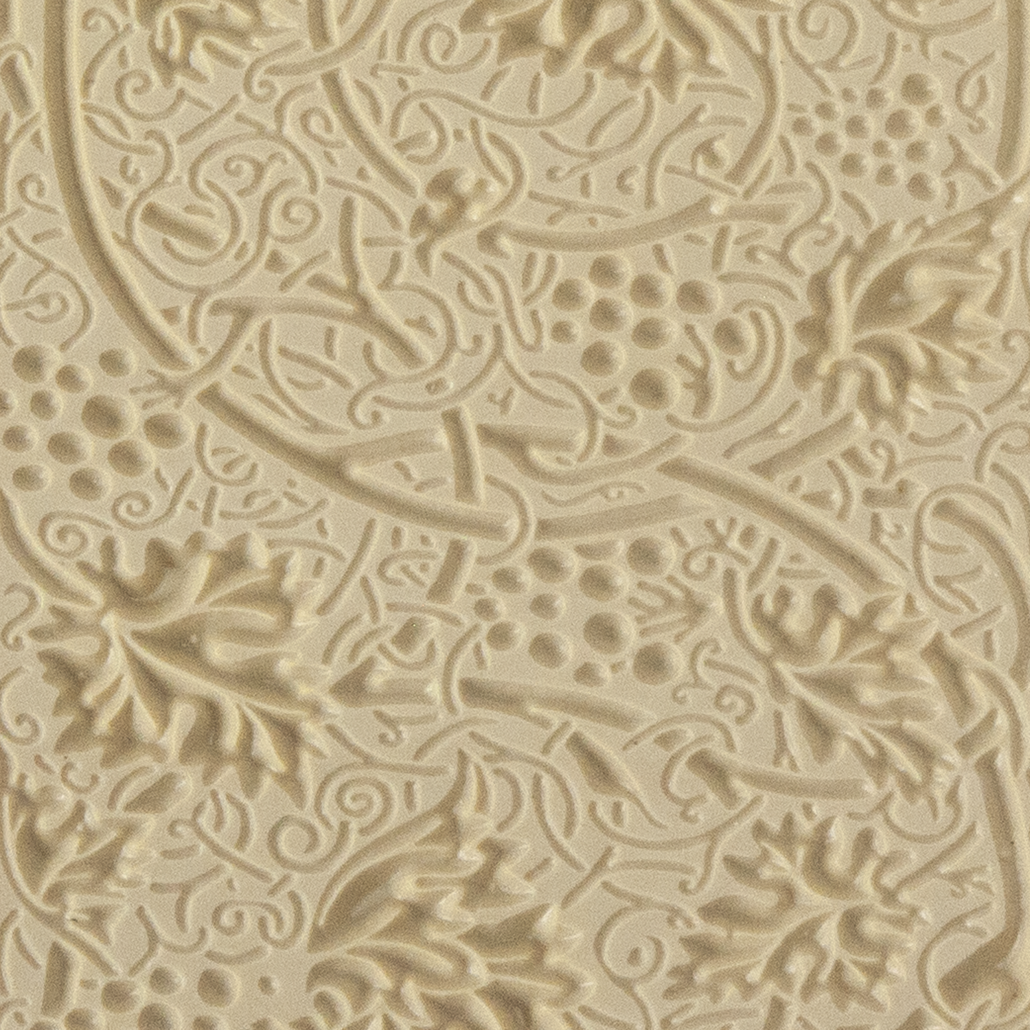 Texture Tile - Grapevines Embossed. Beige Texture Tiles are flexible, washable and can be used with any soft clay. Spritz with CoolSlip or dust on Dry Powder Release for stick-free impressions when using metal clay and polymer clay.
