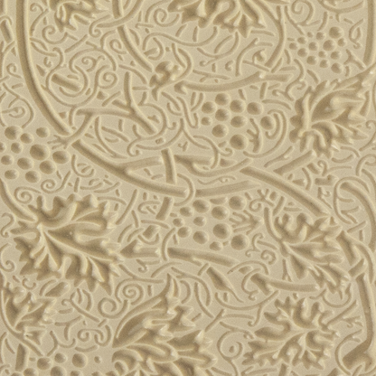 Texture Tile - Grapevines Embossed. Beige Texture Tiles are flexible, washable and can be used with any soft clay. Spritz with CoolSlip or dust on Dry Powder Release for stick-free impressions when using metal clay and polymer clay.