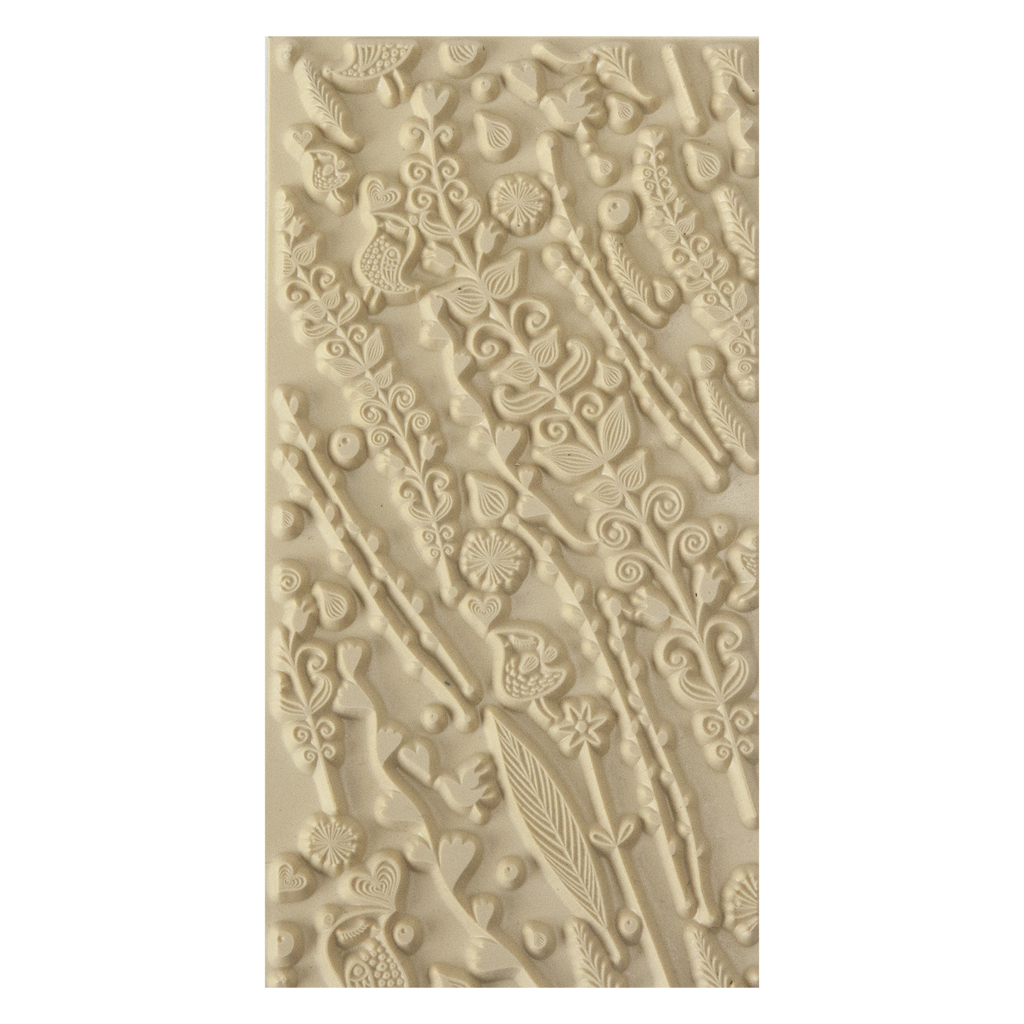 Texture Tile - Spring Love. Beige Texture Tiles are flexible, washable and can be used with any soft clay. Spritz with CoolSlip or dust on Dry Powder Release for stick-free impressions when using metal clay and polymer clay.