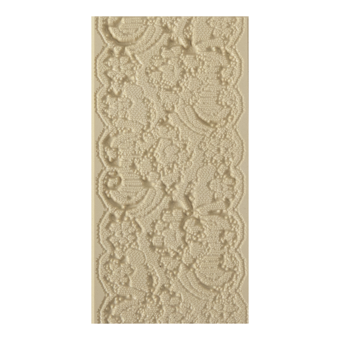 Texture Tile - Spanish Lace. Beige Texture Tiles are flexible, washable and can be used with any soft clay. Spritz with CoolSlip or dust on Dry Powder Release for stick-free impressions when using metal clay and polymer clay.