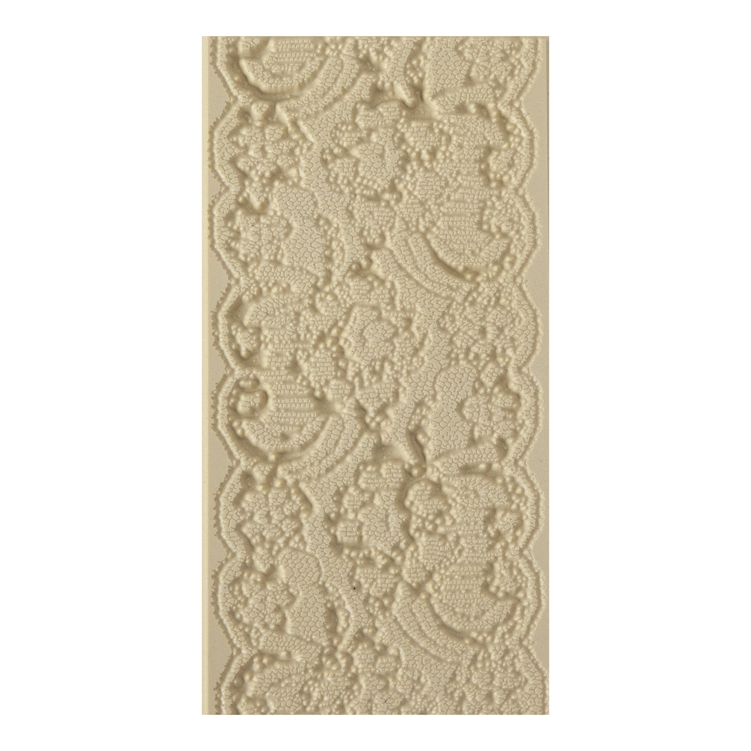 Texture Tile - Spanish Lace. Beige Texture Tiles are flexible, washable and can be used with any soft clay. Spritz with CoolSlip or dust on Dry Powder Release for stick-free impressions when using metal clay and polymer clay.