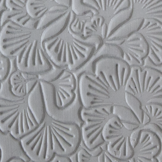 Texture Tile - Gingko Leaves sample rolled into clay