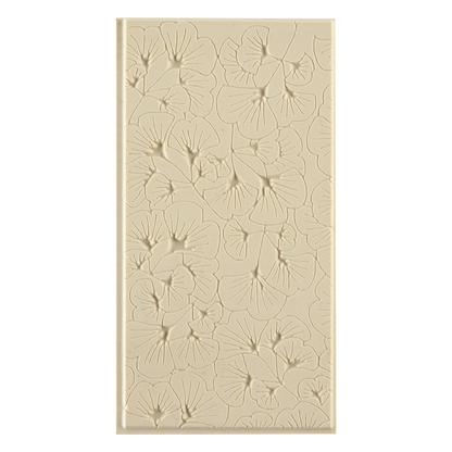 Texture Tile - Gingko Leaves Embossed. Beige Texture Tiles are flexible, washable and can be used with any soft clay. Spritz with CoolSlip or dust on Dry Powder Release for stick-free impressions when using metal clay and polymer clay.