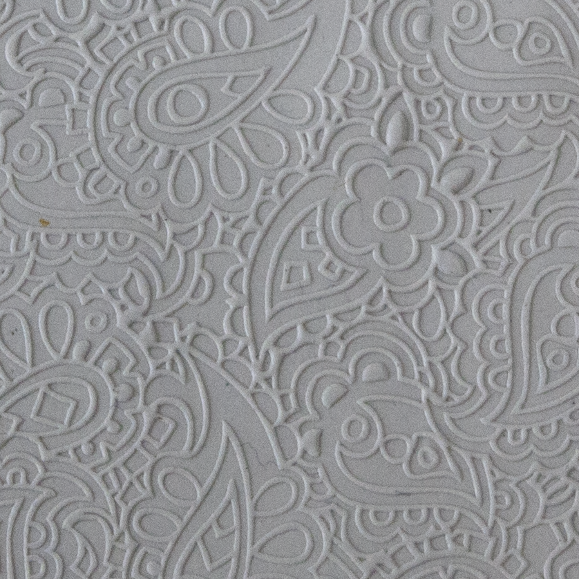 Texture Tile - Paisley Fineline sample rolled into clay