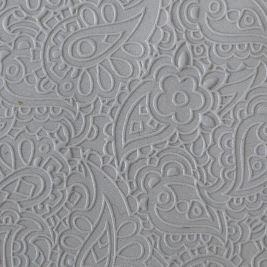 Texture Tile - Paisley Fineline sample rolled into clay
